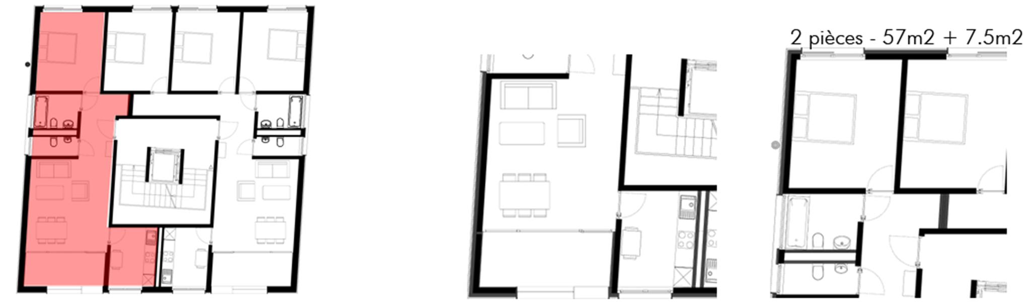 Plan d'un appartement 2 pièces - Bussigny, route de Lausanne 5