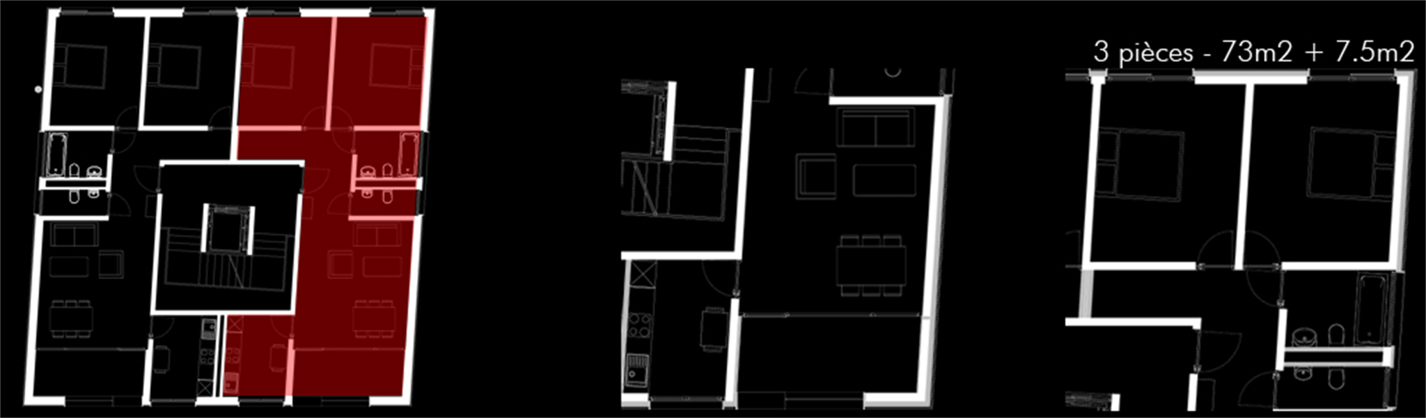 Plan d'un appartement 3 pièces - Bussigny, route de Lausanne 5