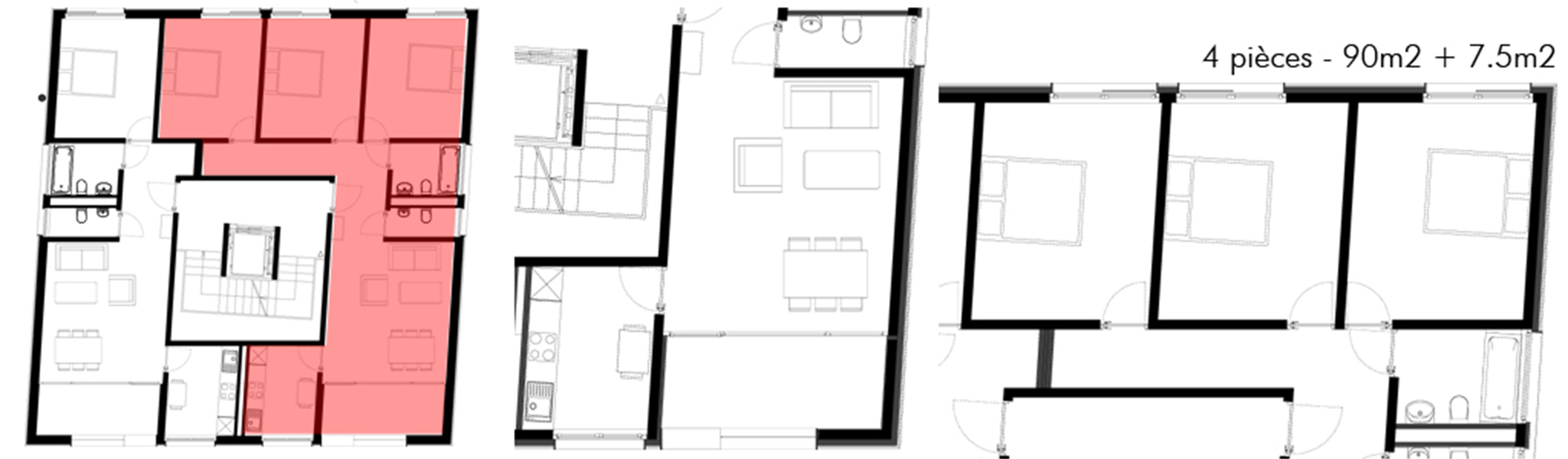 Plan d'un appartement 4 pièces - Bussigny, route de Lausanne 5