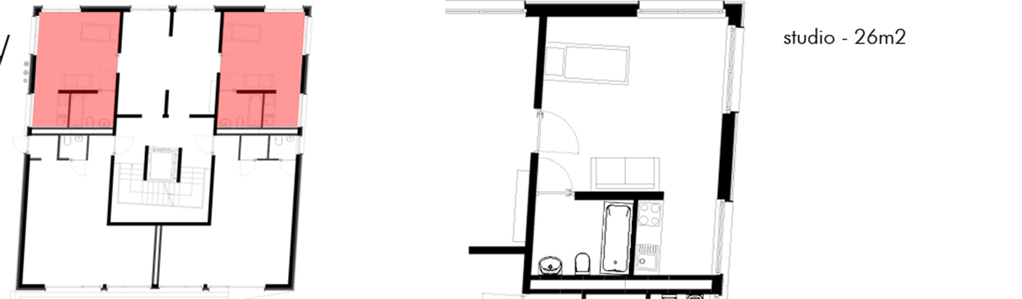 Plan d'un studio - Bussigny, route de Lausanne 5