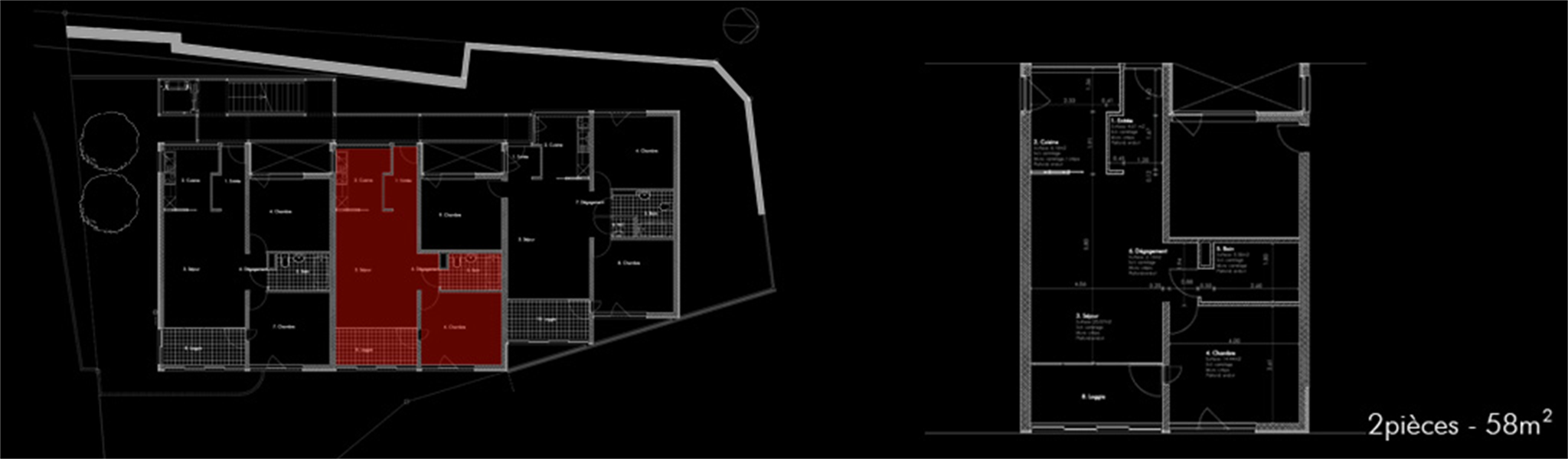 Plan d'un appartement 2.5 pièces - Mémise, Lausanne