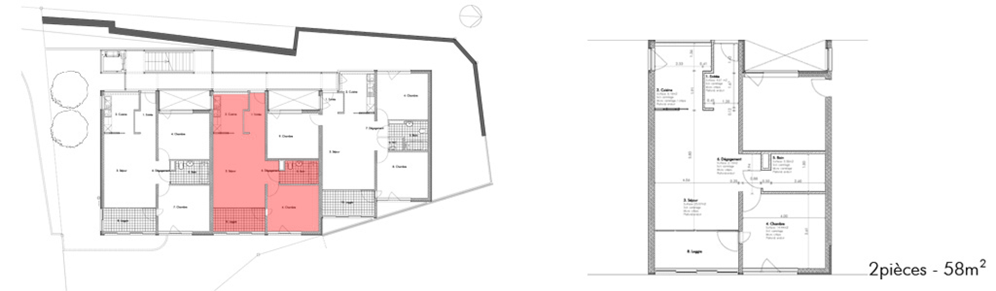 Plan d'un appartement 2.5 pièces - Mémise, Lausanne