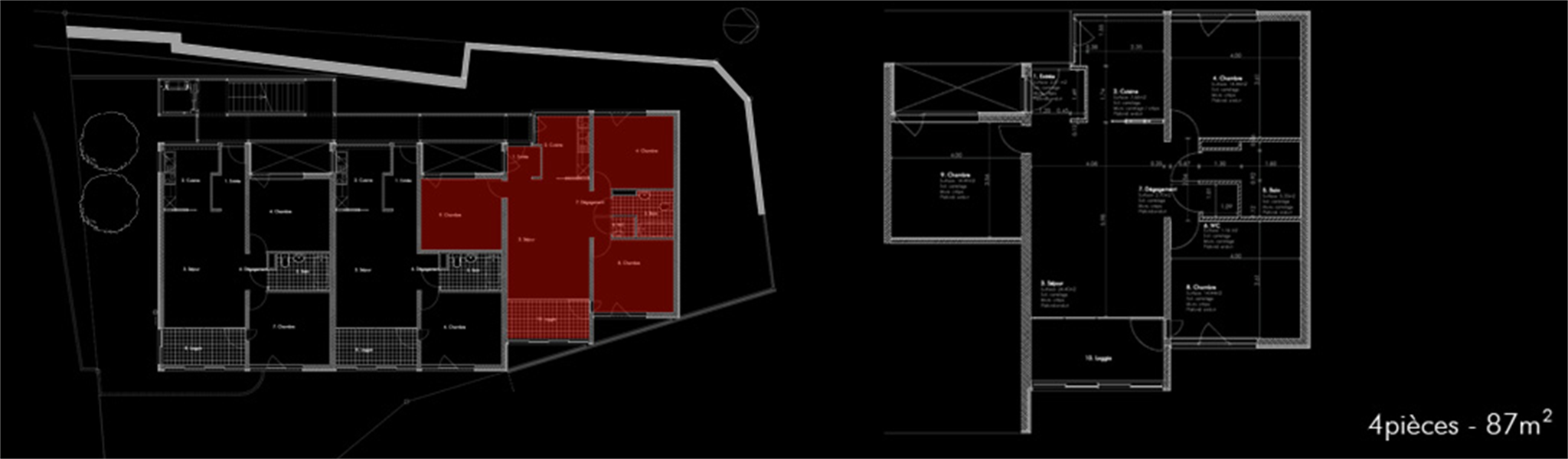 Plan d'un appartement 4.5 pièces - Mémise, Lausanne