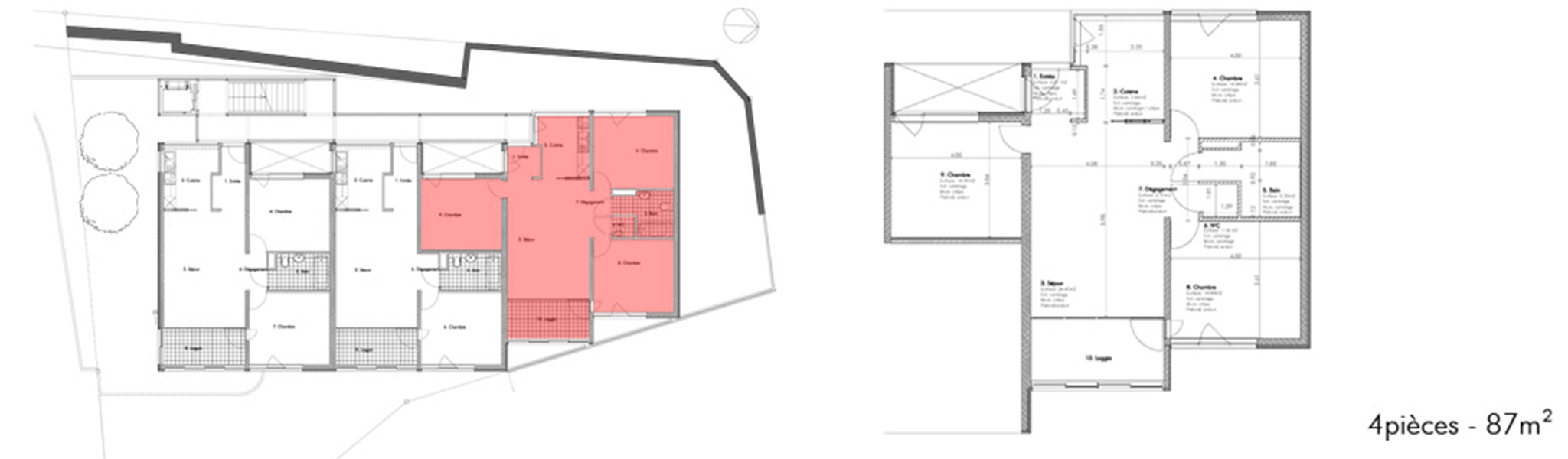 Plan d'un appartement 4.5 pièces - Mémise, Lausanne