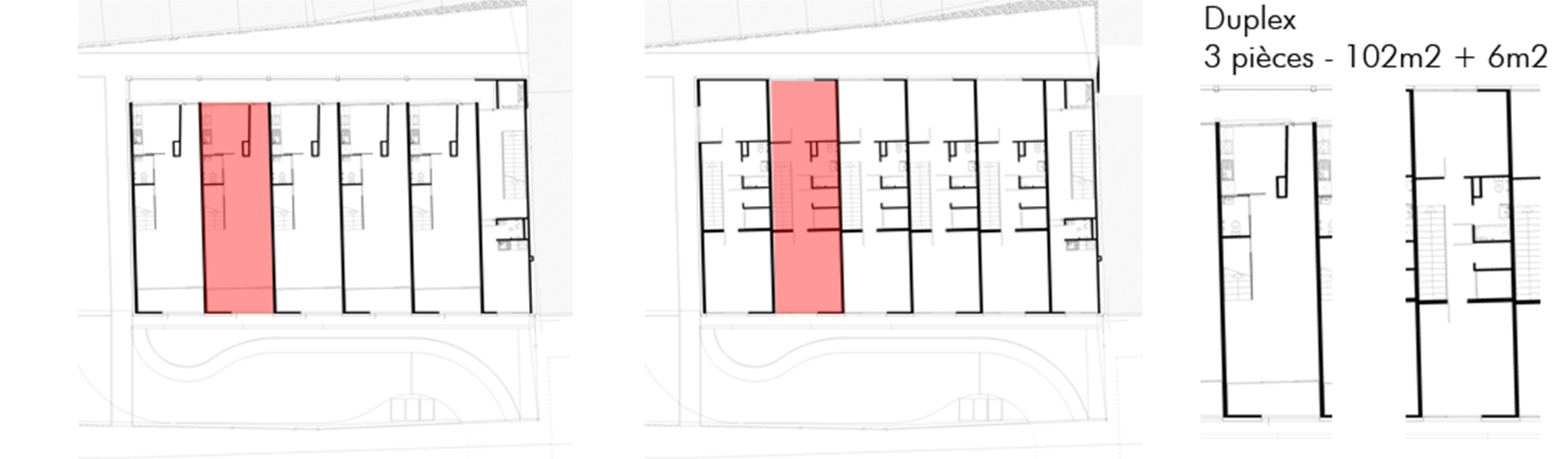Plan d'un duplex 3 pièces - Neuchâtel, Prilly