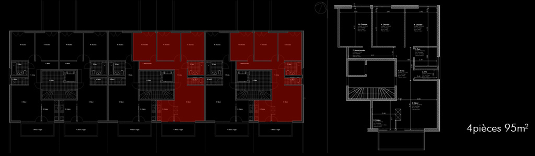 Plan d'un appartement 4 pièces - Plaisance, Yverdon-les-Bains