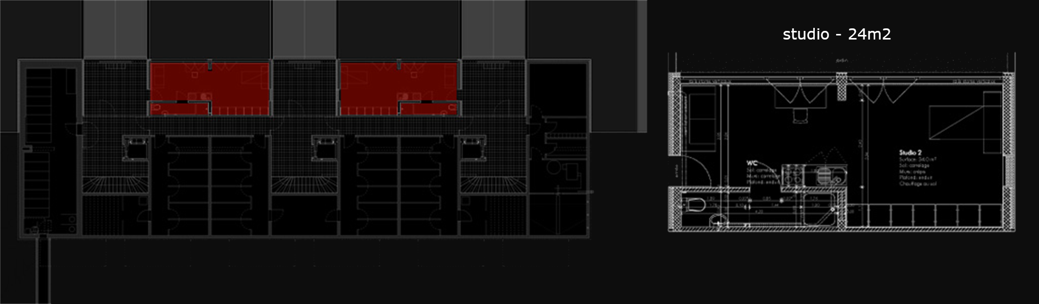 Plan d'un studio - Plaisance, Yverdon-les-Bains