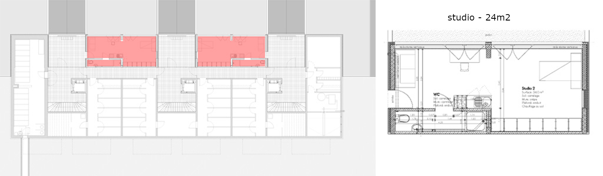 Plan d'un studio - Plaisance, Yverdon-les-Bains